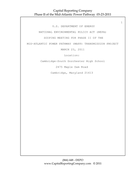 Capital Reporting Company Phase II of the Mid-Atlantic Power Pathway 03-23-2011