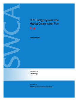 CPS Energy System-Wide Habitat Conservation Plan Final