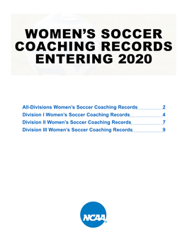 Women's Soccer Coaching Records Entering 2020