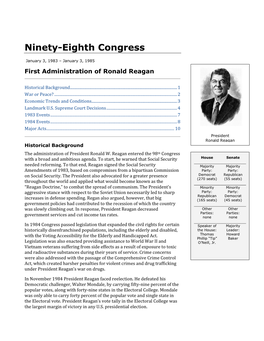 98Th Congress with a Broad and Ambitious Agenda