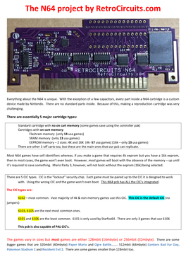 The N64 Project by Retrocircuits.Com