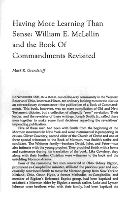 William E, Mclellin and the Book of Commandments Revisited