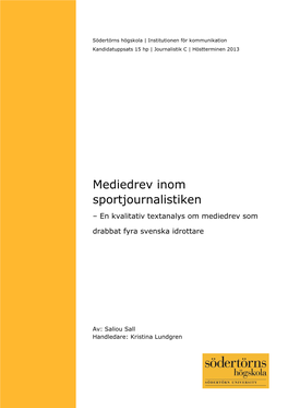 Mediedrev Inom Sportjournalistiken