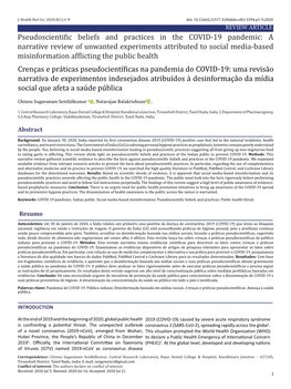 Pseudoscientific Beliefs and Practices in the COVID-19 Pandemic