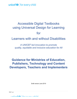 Guidance for Ministries of Education, Publishers, Technology and Content Developers, Teachers and Implementers