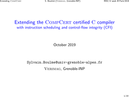 Extending the Compcert Certified C Compiler