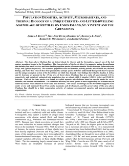 Population Densities, Activity, Microhabitats, and Thermal Biology of a Unique Crevice- and Litter-Dwelling Assemblage of Reptiles on Union Island, St