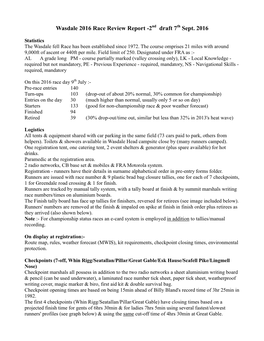 Wasdale 2016 Race Review Report -2 Draft 7 Sept. 2016