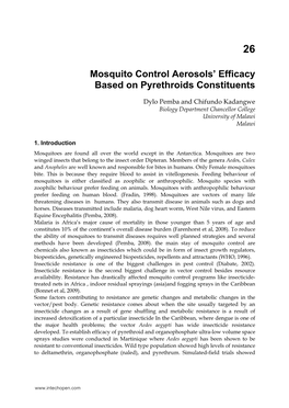 Mosquito Control Aerosols' Efficacy Based on Pyrethroids Constituents