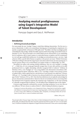 Analyzing Musical Prodigiousness Using Gagné's Integrative Model of Talent Development