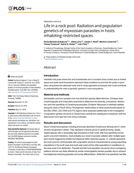 Radiation and Population Genetics of Myxozoan Parasites in Hosts Inhabiting Restricted Spaces
