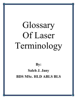 Glossary of Laser Terms
