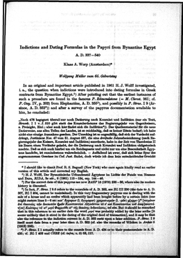 Indictions and Dating Formulas in the Papyri from Byzantine Egypt A.D