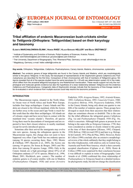 Tribal Affiliation of Endemic Macaronesian Bush-Crickets Similar
