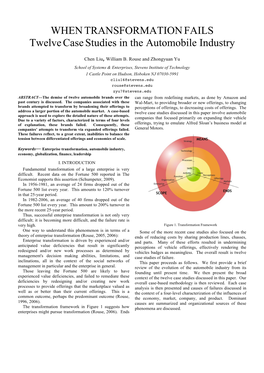 WHEN TRANSFORMATION FAILS Twelve Case Studies in the Automobile Industry