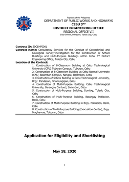 Application for Eligibility and Shortlisting