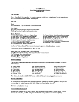 Call to Order Sound Transit Board Meeting Summary Minutes June 28