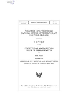 National Defense Authorization Act for Fiscal Year 2021