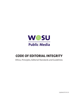 WOSU Public Media Code of Editorial Integrity