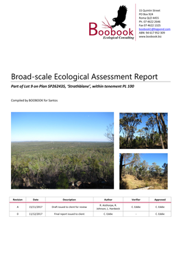 Broad-Scale Ecological Assessment Report Part of Lot 9 on Plan SP262435, ‘Strathblane’, Within Tenement PL 100