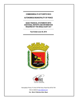 Commonwealth of Puerto Rico Autonomous Municipality of Ponce