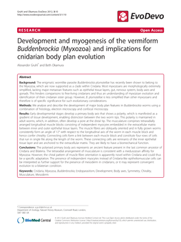 Myxozoa) and Implications for Cnidarian Body Plan Evolution Alexander Gruhl* and Beth Okamura