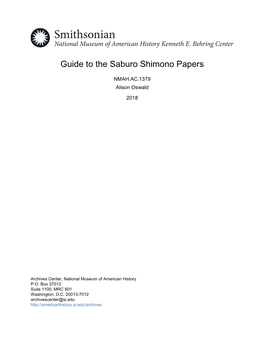 Guide to the Saburo Shimono Papers
