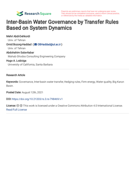Inter-Basin Water Governance by Transfer Rules Based on System Dynamics