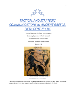 Tactical and Strategic Communications in Ancient Greece, Fifth Century Bc