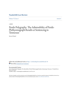 Penile Polygraphy: the Admissibility of Penile-Plethysmograph Results