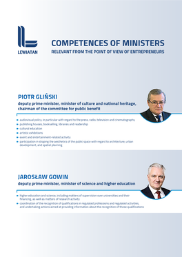 Competences of Ministers Relevant from the Point of View of Entrepreneurs