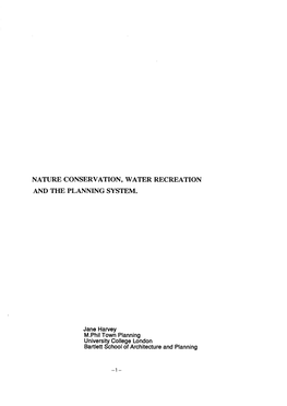 Nature Conservation, Water Recreation and the Planning System