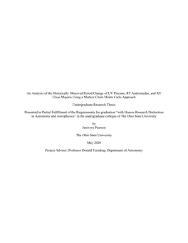 An Analysis of the Historically Observed Period Change of UV Piscium, RT Andromedae, and XY Ursae Majoris Using a Markov Chain Monte Carlo Approach