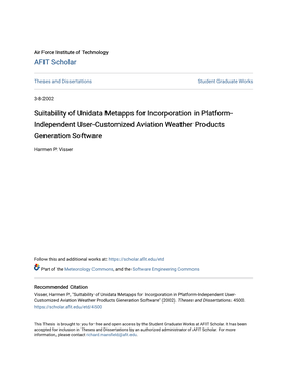 Suitability of Unidata Metapps for Incorporation in Platform- Independent User-Customized Aviation Weather Products Generation Software