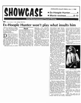 Ex-Hoople Hunter Won't Play What Insults Him "Whatever Happened to Integri- Hollywood, (213) 462-3000)