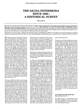 Thesacrainfermeria Since 1800: a Historical Survey