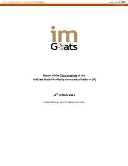 Report of the Third Meeting of the Imgoats Jhadol-Kanthariya Innovation Platform (IP)