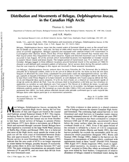 Distribution and Movements of Belugas, Delphinapterus Leucas, in the Canadian High Arctic