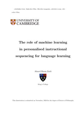 The Role of Machine Learning in Personalised Instructional Sequencing for Language Learning