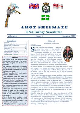 Ahoy Shipmate RNA Torbay Newsletter Volume 6 Issue 1 January 2017