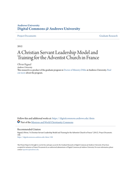 A Christian Servant Leadership Model and Training for the Adventist