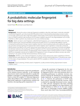 A Probabilistic Molecular Fingerprint for Big Data Settings