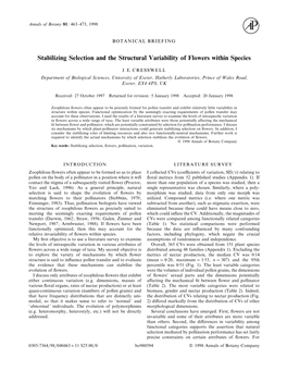 Stabilizing Selection and the Structural Variability of Flowers Within Species