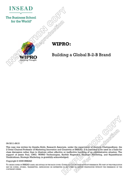 WIPRO: Building a Global B-2-B Brand