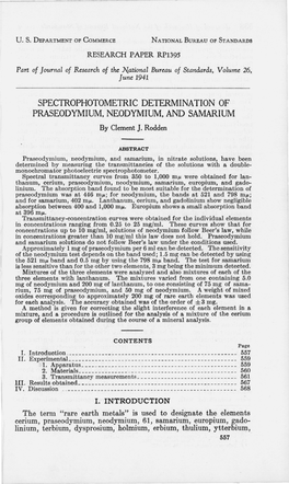 SPECTROPHOTOMETRIC DETERMINATION of PRASEODYMIUM, NEODYMIUM, and SAMARIUM by Clement J