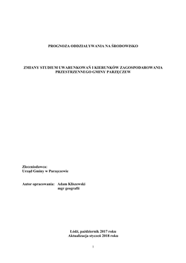 Prognoza Oddziaływania Na Środowisko Zmiany Studium Uwarunkowań I Kierunków Zagospodarowania Przestrzennego