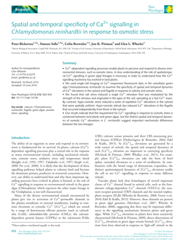 Signalling in Chlamydomonas Reinhardtii in Response to Osmotic Stress