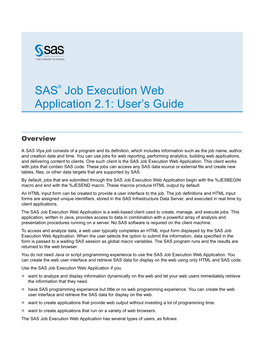 SAS Job Execution Web Application 2.1: User's Guide