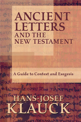 Ancient Letters and the New Testament