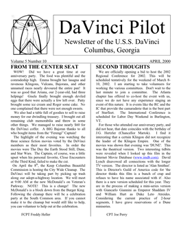 Davinci Pilot Newsletter of the U.S.S